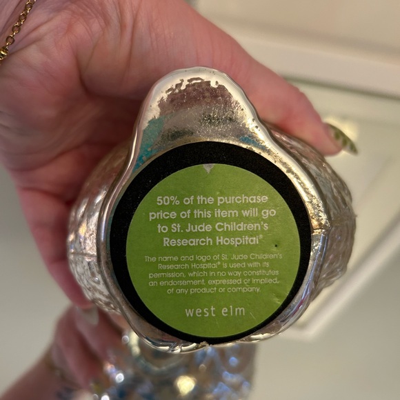 West Elm Mercury Glass Silver Glass Owl Figurines set of 2 - Picture 5 of 6